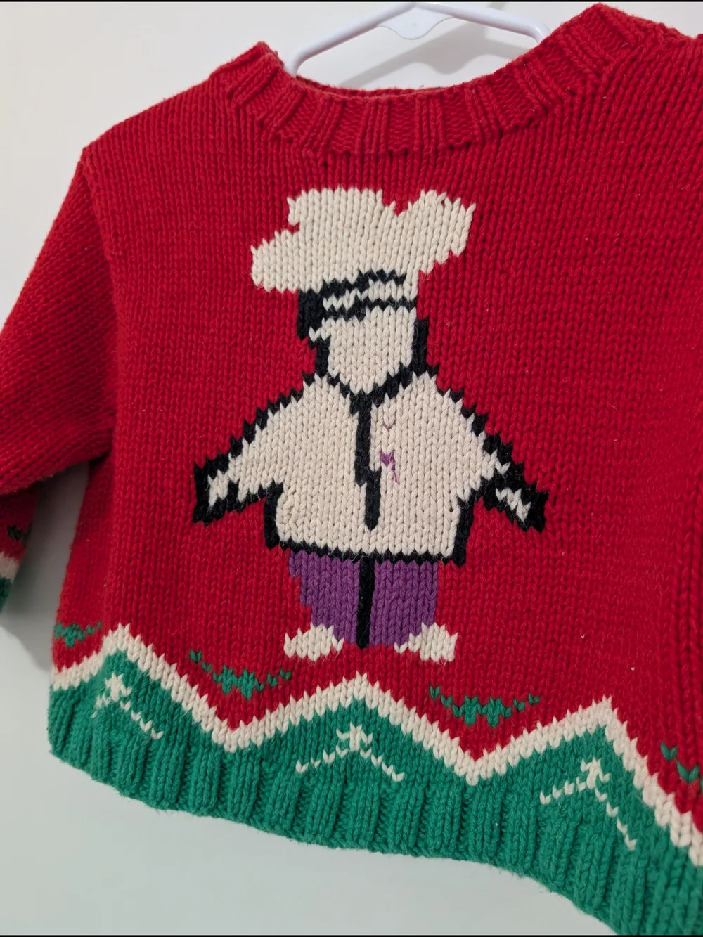 Vintage Baby Gap Chef Sweater 18-24M Red Birthday Cake 90s Knit
